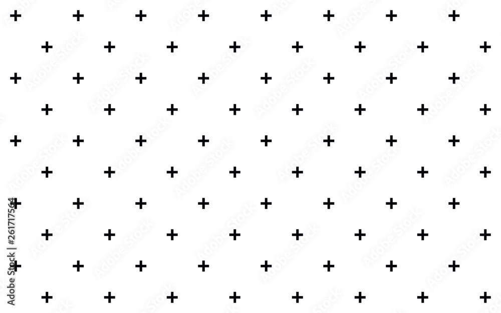 Crosses - pluses diagonally distributed simple minimalist decorative geometrical vector pattern