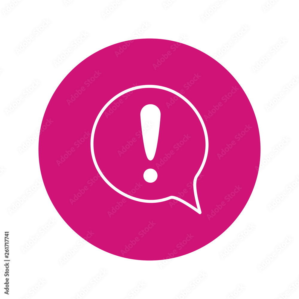 exclamation icon and bubble speech icon in trendy flat design exclamation icon and bubble speech icon in trendy flat design