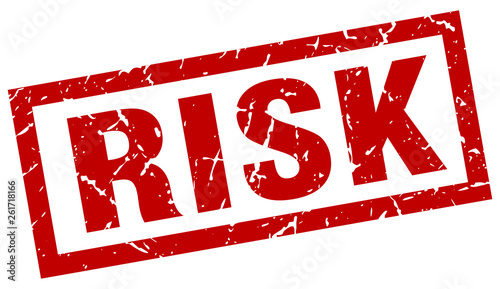 square grunge red risk stamp