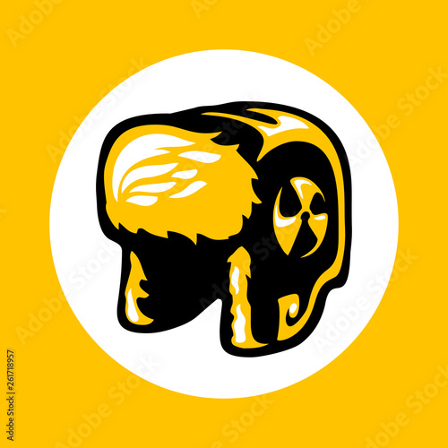 Hat with ear flaps icon in trendy flat style isolated on white background. Winter cap with a radiation symbol. Vector illustration