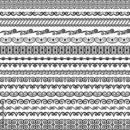 Vector collection of vintage endless borders. Brushes included in the file