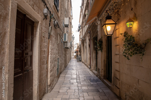 Dubrovnik  Croatia - april 2019  Old City of Dubrovnik. One of many narrow streets of medieval town