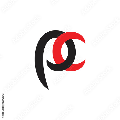 letters pc simple linked curves logo vector
