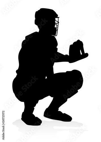 Baseball player in sports pose detailed silhouette