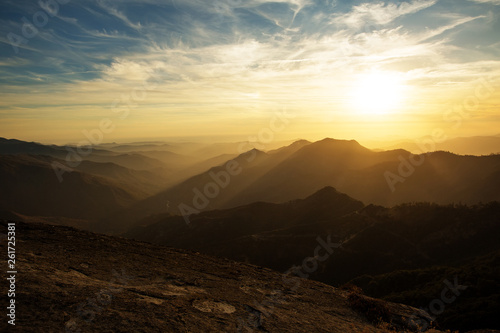 sunset on the Moro rock in Sequoia national park