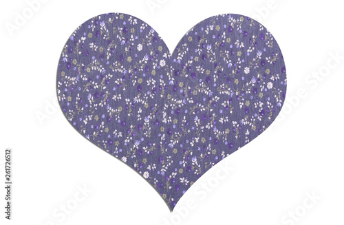 Heart Shape with floral fabric texture on white background
