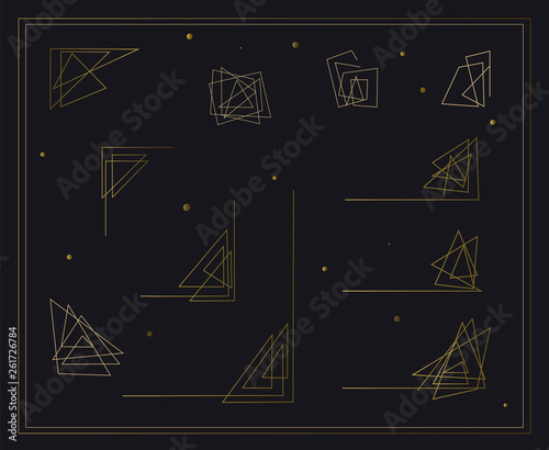 Geometric abstract corners, frames and borders.Simple linear design frame for pictures, texts, pages and websites