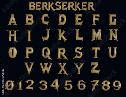 Berserker fantasy alphabet - 3D Illustration