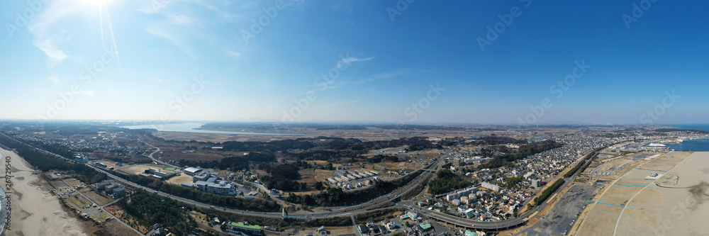 Obraz premium 大洗町の空撮