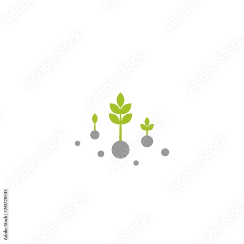 Three Green sprouts, sprigs, raw with leaves and seeds. Icon Isolated on white.
