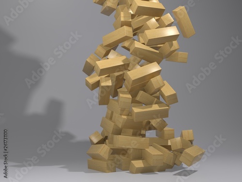 Quadro em tela Wooden tower puzzle blocks - 3D illustration