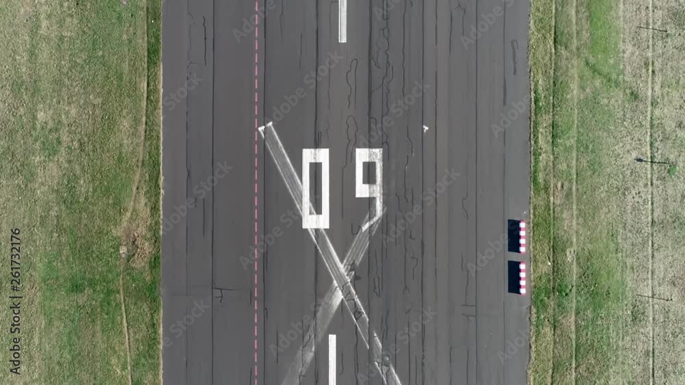 Aerial top down view of abandoned airport runway Tempelhofer Feld in English Templehof Field historically was an area in Berlin used for military practice and as a parade ground of the garrison 4k