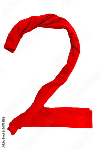 Number two (2) different colored clothes on a white background. Isolated