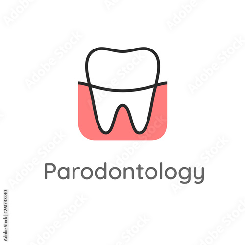 Periodontology. Teeth and gums. Dental icon or illustration in line style.
