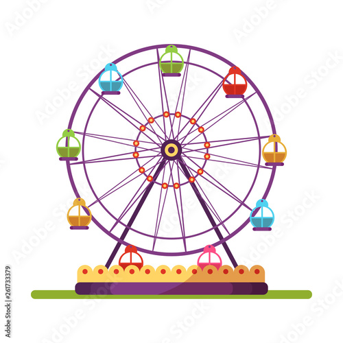 Ferris wheel spinning flat illustration