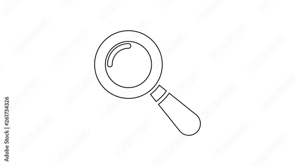 Grey Magnifying glass line icon on white background. Search, focus, zoom, business symbol. 4K Video motion graphic animation Grey Magnifying glass line icon on white background. Search, focus, zoom, business symbol. 4K Video motion graphic animation
