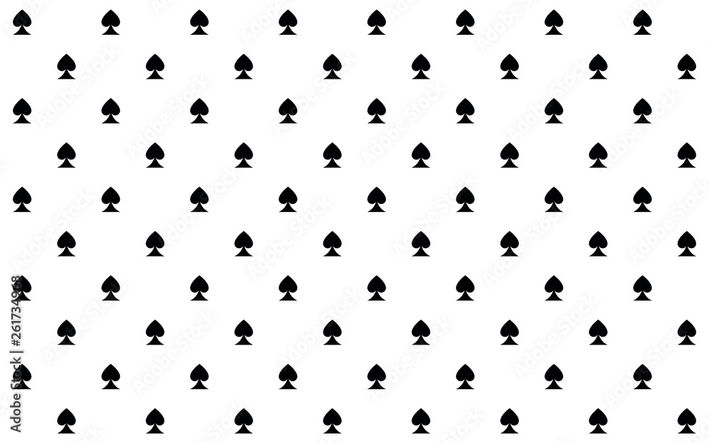 Spades cards deck suit symbol diagonally distributed in even pattern - minimal geometrical shape seamless overlay backdrop texture