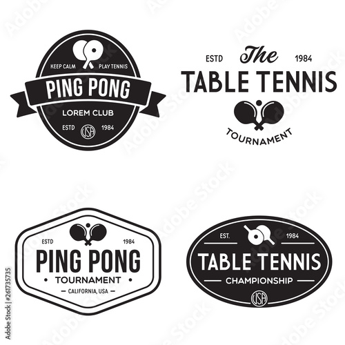 Printvector set of ping pong logos, emblems and design elements. table tennis logotype templates and badges.