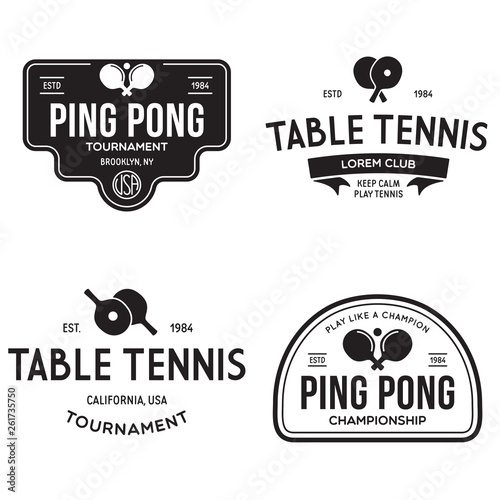 Printvector set of ping pong logos, emblems and design elements. table tennis logotype templates and badges.