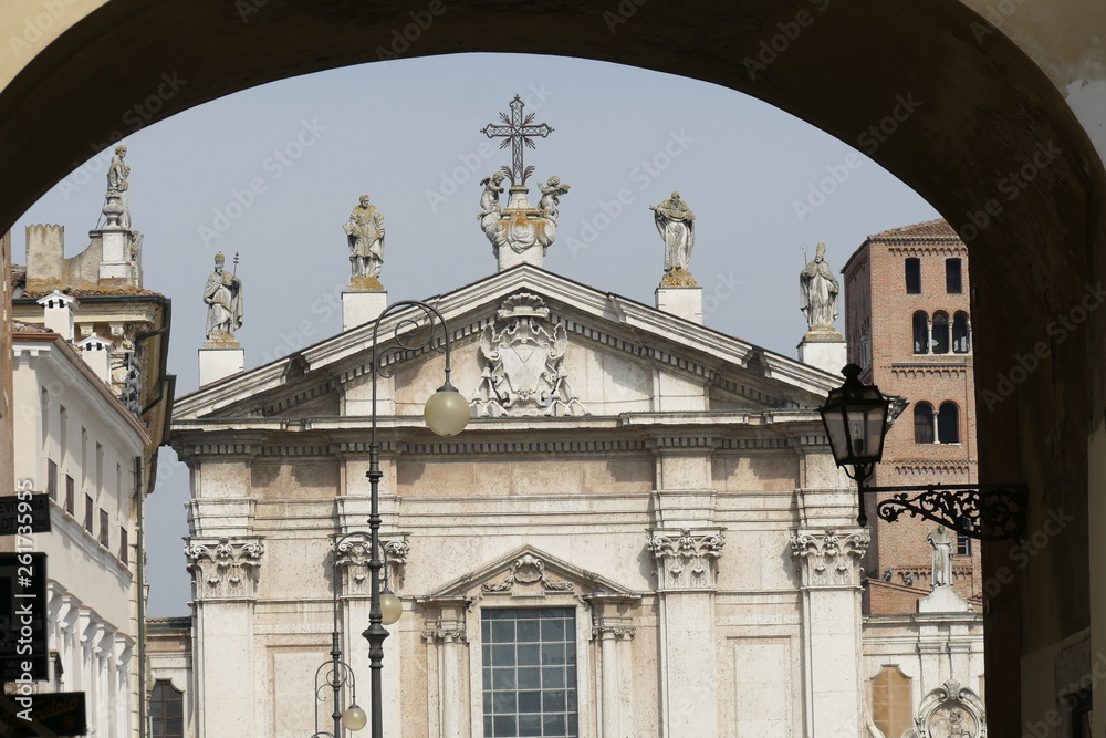 St. Peter Cathedral through St. Peter arch in Mantova 