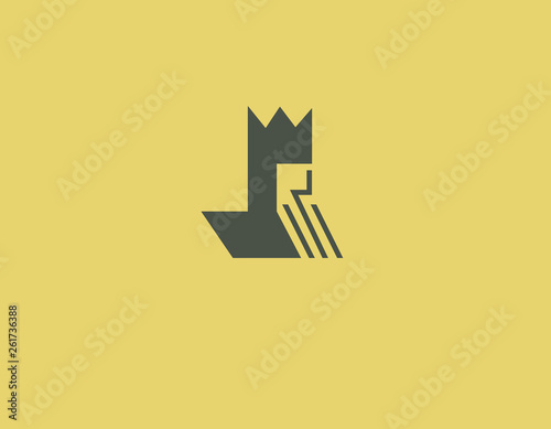 Creative geometric logo icon king with a beard male