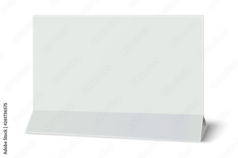 Rectangular horizontal blank paper table card isolated on white background. Vector paper template.