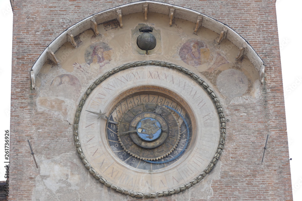 Clock tower with astrological clock of Manfredi in Mantova