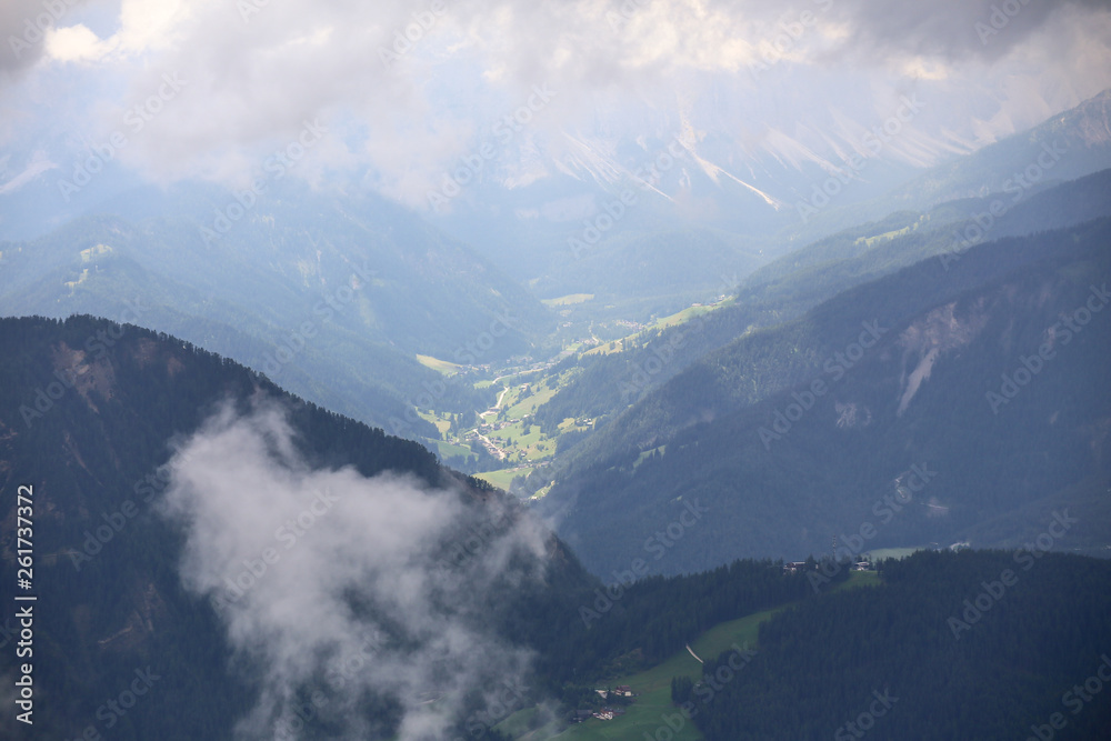 view of Val Badia, alto adige, from plan de corones view of Val Badia, alto adige, from plan de corones