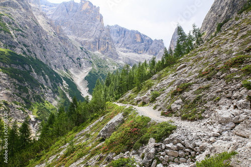 hiking to rifugio comici - peak twelve, la lista, croda dei toni, alps, dolomites, Italy photo