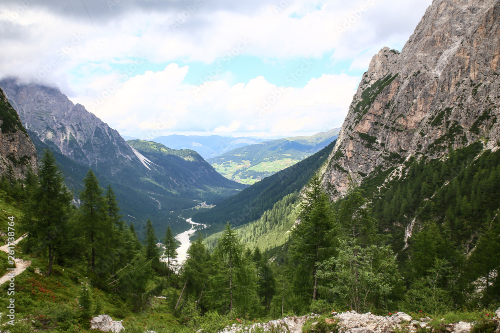 hiking to rifugio comici - fiscalina valley, alps, dolomites, Italy