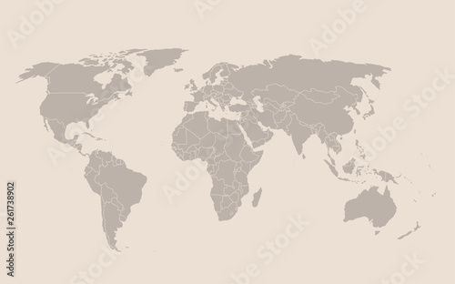 Cartoon pictures of world map on background. Can use for printing, website, presentation element, textile. Vector illustration.