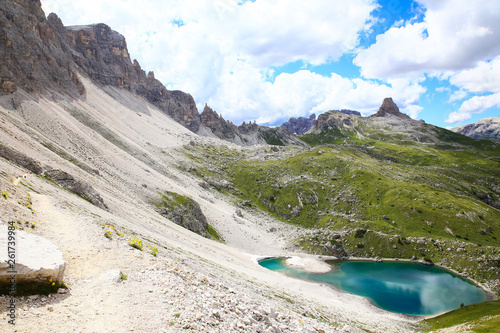 lakes and mountain paterno - Natural park Tre Cime di Lavaredo  alps  dolomites  Italy