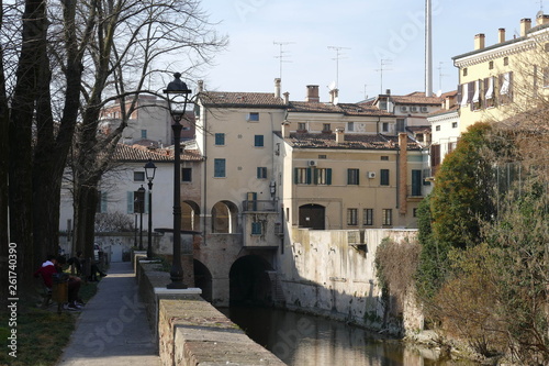 Views walking on the bridges along Rio river in Mantova