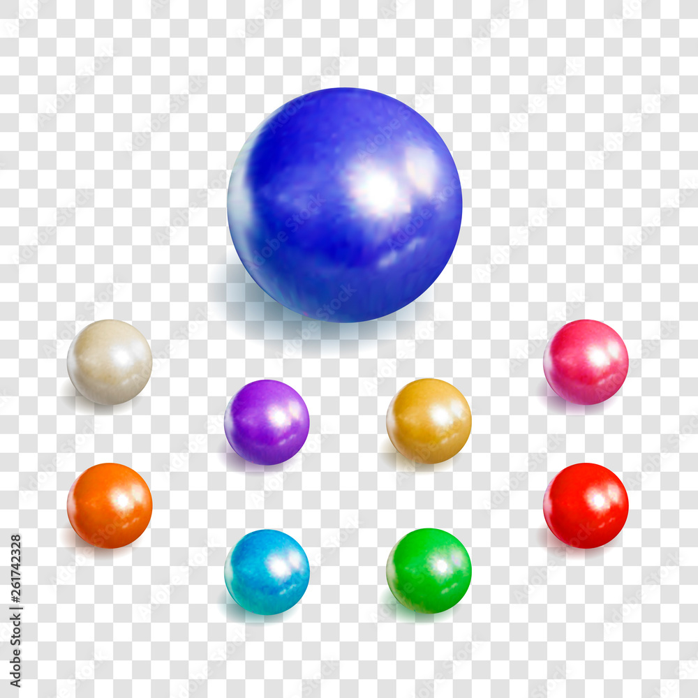 Vector Set of Realistic 3D Spheres, Pearls Isolated, Design Elements Collection.