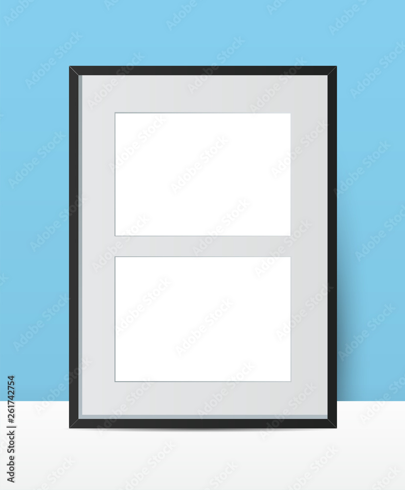 Realistic Photo Frame on wall background. Perfect for presentations, collages, paintings. Vector illustration. Realistic Photo Frame on wall background. Perfect for presentations, collages, paintings. Vector illustration.
