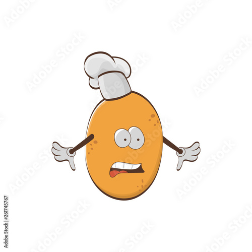Cartoon character - potato chef isolated on white background.