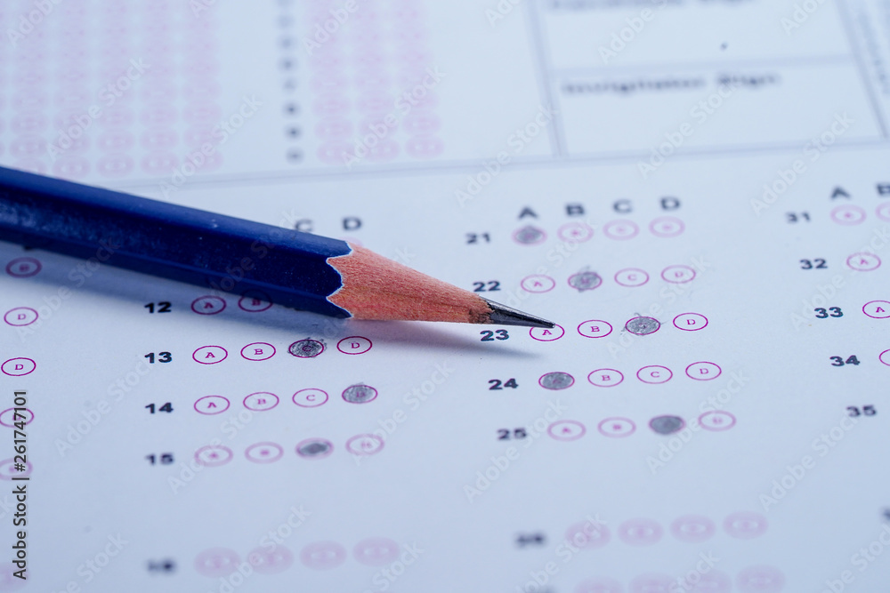 Answer sheets with Pencil drawing fill to select choice : education concept Answer sheets with Pencil drawing fill to select choice : education concept
