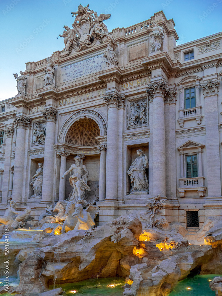 Trevi Fountain, the baroque fountain in Rome, Italy