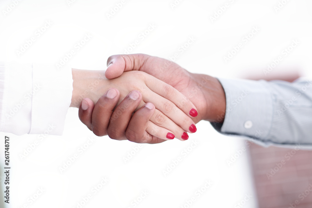 closeup.greeting business women with a business partner.