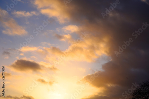 Fototapeta Naklejka Na Ścianę i Meble -  Dramatic Spring Equinox Sunset over Burnley in the north of England