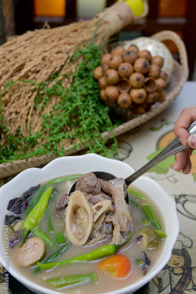 Beef pata soup with guava