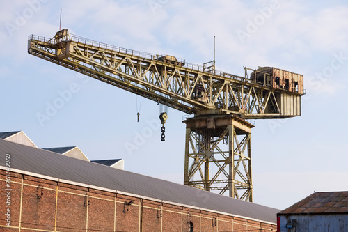 Cantilever lifting crane for shipbuilding in Govan near Glasgow and container transportation photo