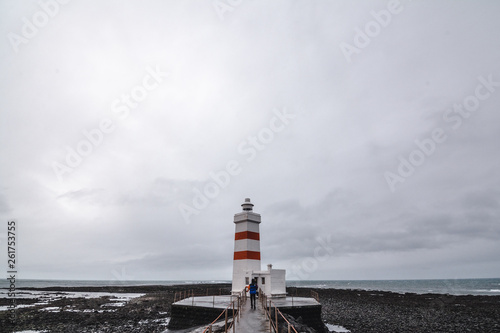 Icelandic lighthouse on the south of Reykjavik, Iceland photo