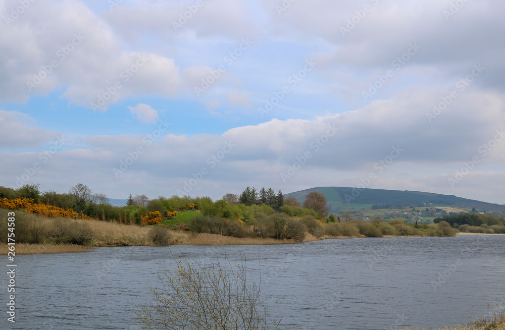 Landscape of Ireland with lake and clouds.  Nature Reserve.
