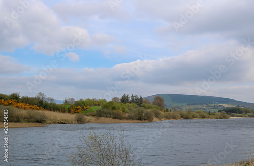 Landscape of Ireland with lake and clouds. Nature Reserve.