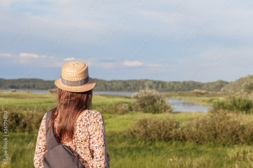 Young beautiful girl enjoy fascinating landscape Young beautiful girl enjoy fascinating landscape