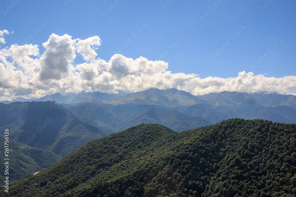 Fototapeta premium Panorama view of mountains scenes in national park Dombay