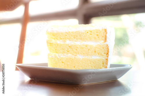 delicious vanilla cake in holiday time.