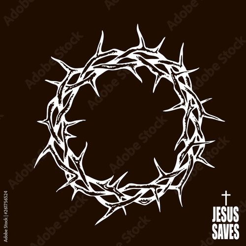 white crown of thorns image isolated on black background