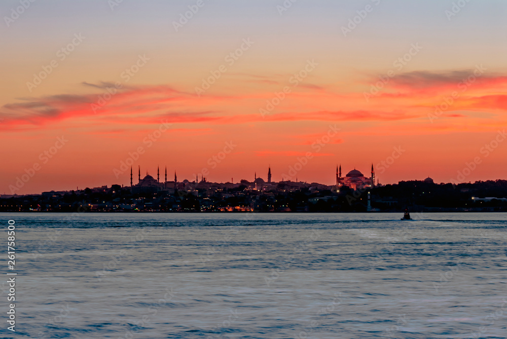 Istanbul, Turkey, 06 July 2006: Sunset of historical peninsula